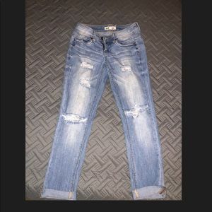 Distressed Ankle/Capri Jeans